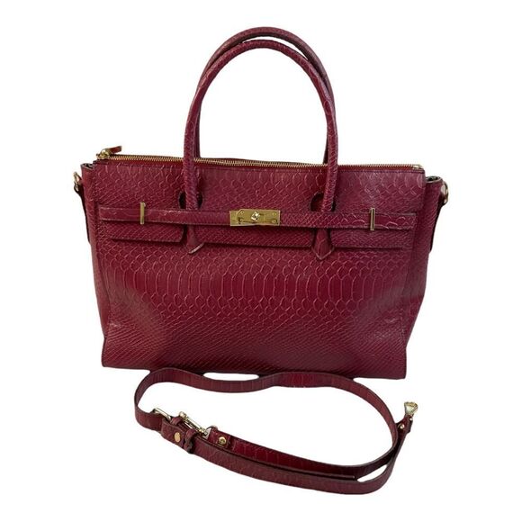 GUNAS NEW YORK Women's HERMIT Burgundy Vegan Leather Double handle Handbag. - Picture 5 of 13
